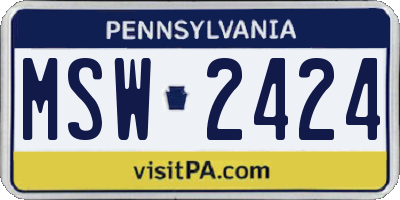 PA license plate MSW2424