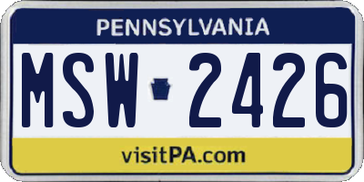 PA license plate MSW2426