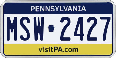 PA license plate MSW2427