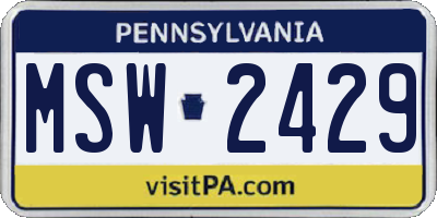 PA license plate MSW2429