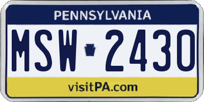 PA license plate MSW2430