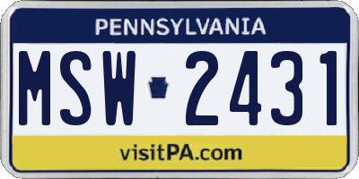 PA license plate MSW2431