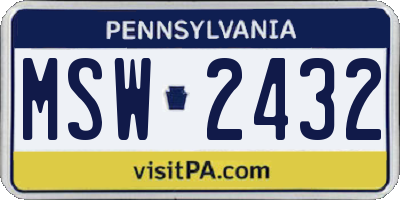 PA license plate MSW2432
