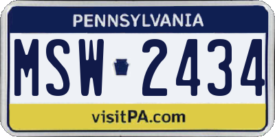 PA license plate MSW2434