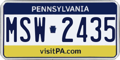 PA license plate MSW2435