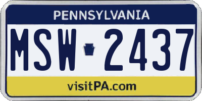 PA license plate MSW2437