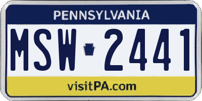 PA license plate MSW2441