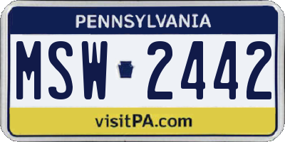 PA license plate MSW2442