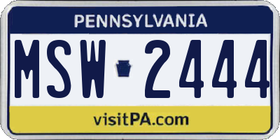PA license plate MSW2444