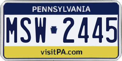 PA license plate MSW2445