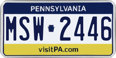 PA license plate MSW2446