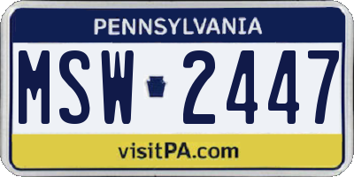 PA license plate MSW2447