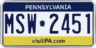PA license plate MSW2451