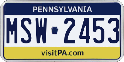 PA license plate MSW2453