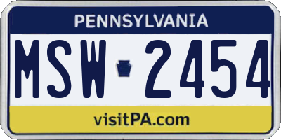 PA license plate MSW2454