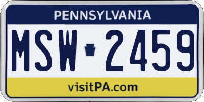 PA license plate MSW2459