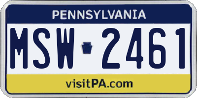 PA license plate MSW2461