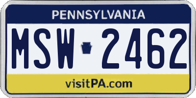 PA license plate MSW2462