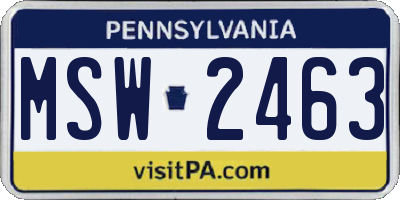 PA license plate MSW2463