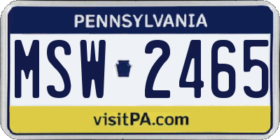 PA license plate MSW2465