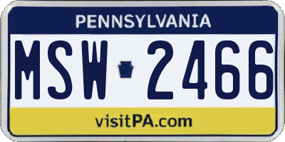 PA license plate MSW2466