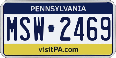 PA license plate MSW2469