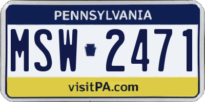 PA license plate MSW2471