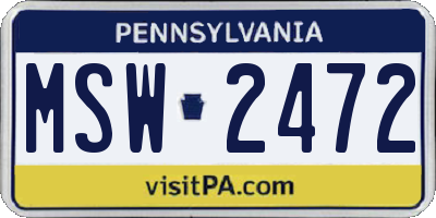 PA license plate MSW2472
