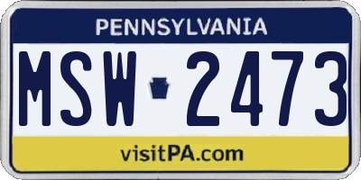 PA license plate MSW2473
