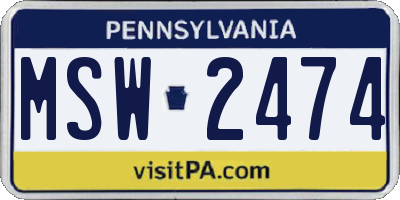 PA license plate MSW2474