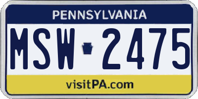 PA license plate MSW2475