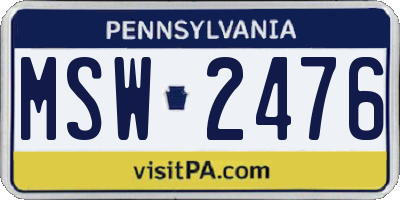 PA license plate MSW2476