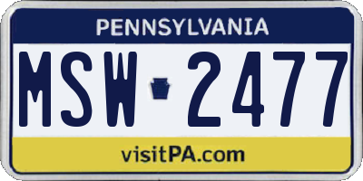 PA license plate MSW2477