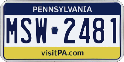 PA license plate MSW2481