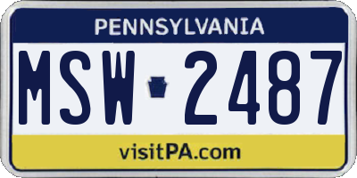 PA license plate MSW2487
