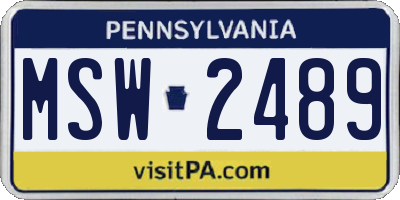 PA license plate MSW2489