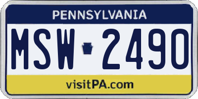 PA license plate MSW2490