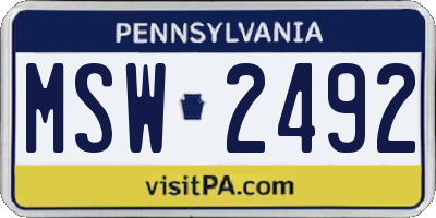 PA license plate MSW2492