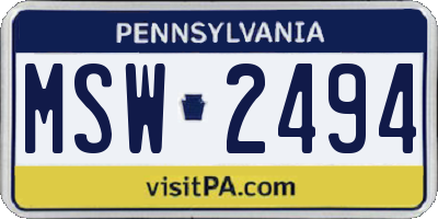 PA license plate MSW2494