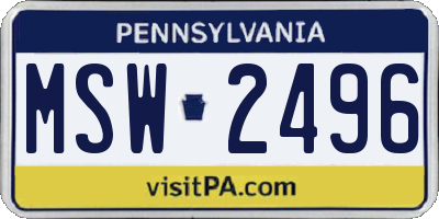 PA license plate MSW2496
