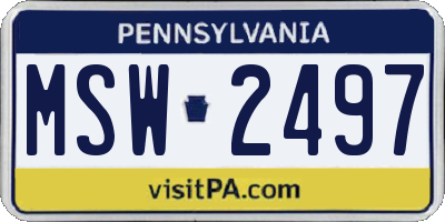 PA license plate MSW2497