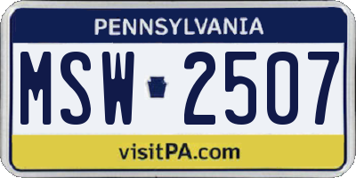 PA license plate MSW2507