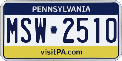 PA license plate MSW2510