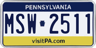 PA license plate MSW2511