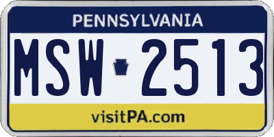 PA license plate MSW2513