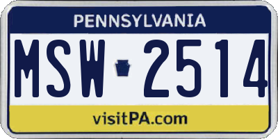 PA license plate MSW2514