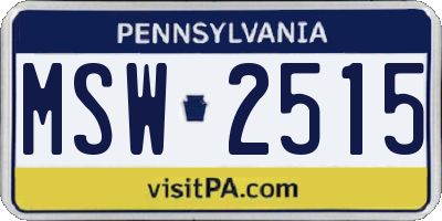PA license plate MSW2515