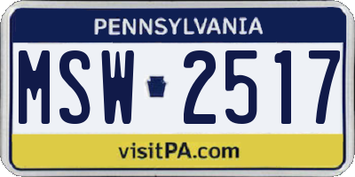 PA license plate MSW2517