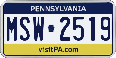 PA license plate MSW2519