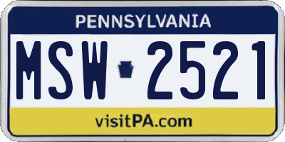 PA license plate MSW2521